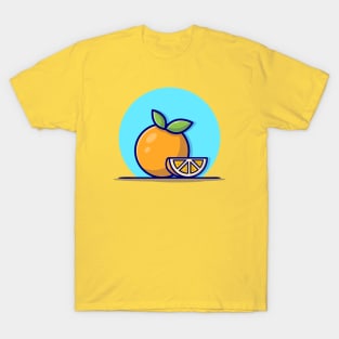 Orange And Slices Of Orange Cartoon Vector Icon Illustration T-Shirt